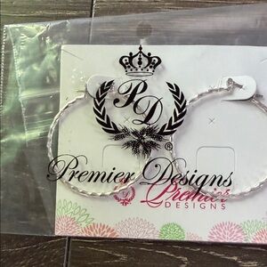 Premier Designs Twisted Silver Hoop Earrings